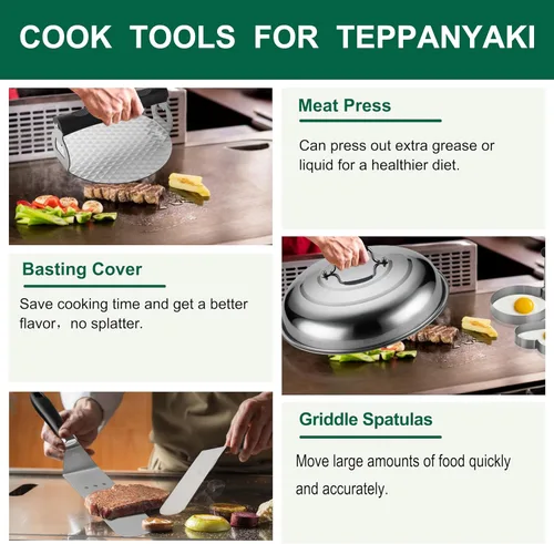 Vista 2 de Grilljoy Juego de accesorios para parrilla de 46 piezas con mango de plástico robusto, kit de herramientas para parrilla todo en uno para parrillas