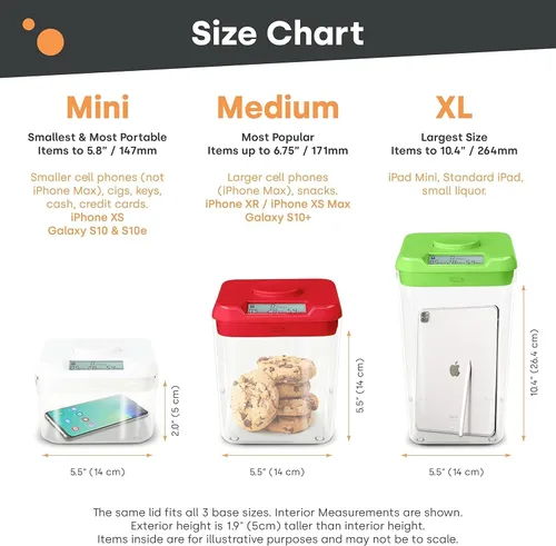 Vista 2 de Recipiente temporizador: unidades completas Kitchen Safe., blanco, transparente (White Lid + Clear Base)