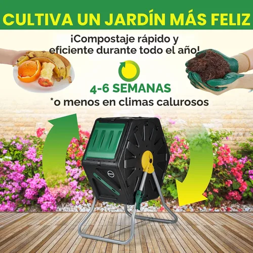 Vista 7 de Miracle-Gro Vaso de compostaje de una sola cámara, vaso de compostador fácil de girar para exteriores para compostaje rápido, contenedor