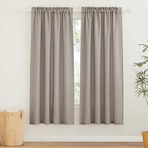 Vista 95 de RYB HOME - Cortinas de lino texturizado semitranslúcidas, privacidad media, filtro de luz, decoración de ventana para dormitorio/baño/sala de estar