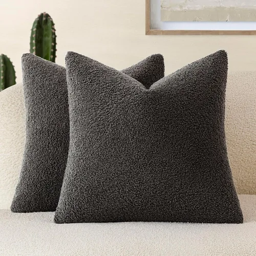 Vista 23 de Foindtower Paquete de 2 fundas de cojín decorativas de pelo sintético rizado, suave y mullida, con cremallera, acogedora funda de almohada