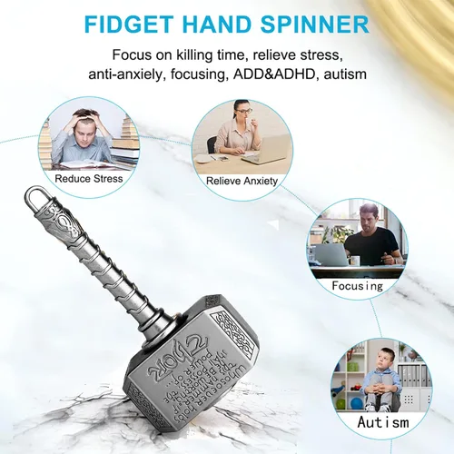 Vista 5 de Fidget Cube, Fidget Hand Finger Spinners Metal 2 en 1, Transformable Fidget Spinner Focus EDC Alivio del Estrés Juguetes Fidgets de la Punta