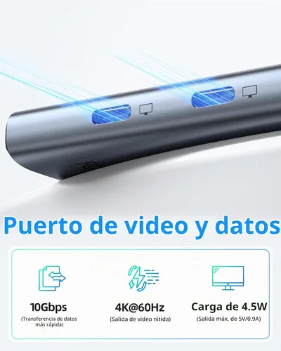Vista 5 de Selore&S-Global USB C divisor USB C 4K/60Hz DP Alt Mode, Adaptador USB C Hub multipuerto con 2 salidas de vídeo USB C, transferencia de datos