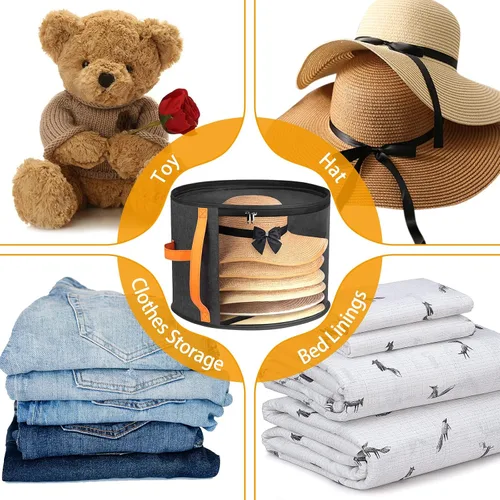 Vista 7 de kushon Caja de almacenamiento transparente de gran tamaño para mujer, organizador de sombreros de vaquero para armario, funda de sombrero de ala