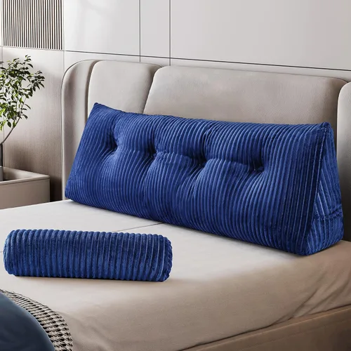 Vista 29 de Z-hom - Almohada grande para cabecero con un solo rollo, almohada de cuña para sentarse en la cama, cojín triangular de apoyo de respaldo para leer