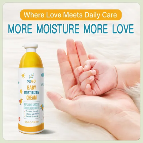 Vista 3 de PEGO Crema facial hidratante para bebés, con manteca de karité, manzanilla, crema diaria para bebés, loción corporal, hidrata la piel sensible