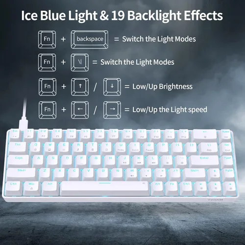 Vista 5 de DIERYA T68SE - Teclado mecánico para juegos, 60%, ultra compacto, mini de 68 teclas con interruptores rojos, teclado con cable, teclas