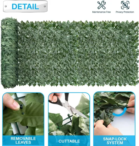 Vista 2 de Patio Paradise Pantalla de Privacidad de Valla de Hiedra Artificial de 3'x2'-1 Pza, Telón de Fondo de Pared de Vegetación Artificial, Paneles