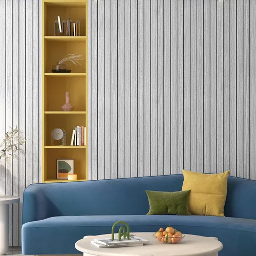 Vista 2 de Yenhome Paneles de pared de listones de madera texturizada 3D, paneles acústicos insonorizados para paredes interiores y techos, panel de espuma