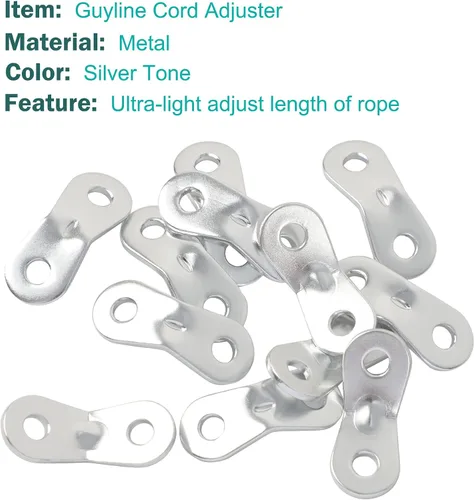 Vista 6 de uxcell Tensor de cuerda de guyline de aleación de aluminio, tensores ajustables para tienda de campaña para accesorios de camping, ajustadores