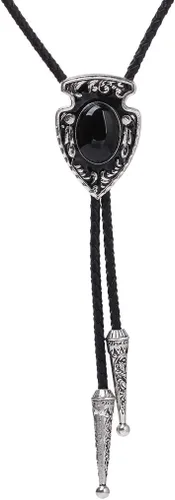Vista 4 de HUABOLA CALYN Black Bolo Tie for Men, Native American Western Cowboy Bolo Tie