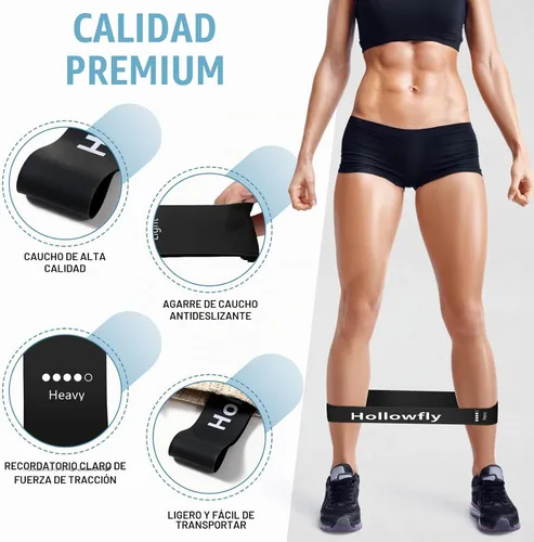 Vista 2 de Hollowfly 12 bandas de ejercicio de látex para entrenamiento de glúteos, bandas de ejercicio elásticas antideslizantes para piernas, sentadillas