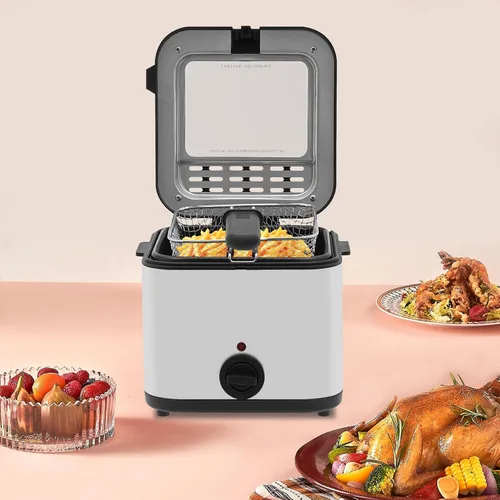 Vista 16 de Freidora profunda de 2.5 litros con cesta desmontable, potente freidora de aceite de uso doméstico de 1000 W con temperatura ajustable, protección