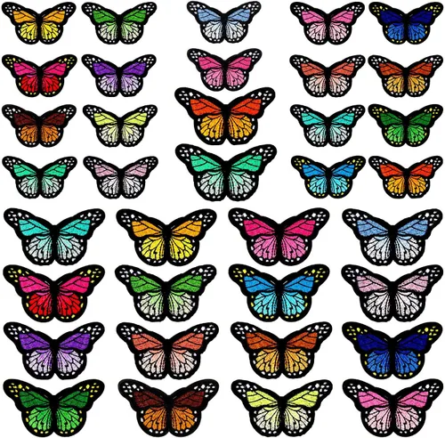 Vista 9 de 20 parches de mariposa para planchar, parche de reparación bordado de 2 tamaños