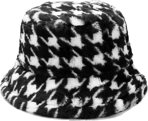 Vista 20 de Sombrero de cubo esponjoso de invierno mullido de piel peluda sombreros de pescador de piel sintética de felpa sombrero cálido para mujer