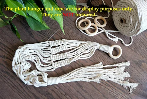 Vista 8 de Mandala Crafts Kit de macramé para colgar en la pared con cordón de macramé, anillos de madera natural y cuentas de madera cruda (3 artículos)