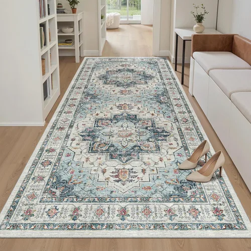 Vista 171 de Madane Alfombra lavable de 2 x 3 pies, alfombra de entrada pequeña, antideslizante, vintage, para entrada interior, alfombra de pelo bajo