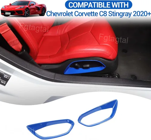 Vista 7 de Panel de botón de ajuste de asiento para Chevrolet Corvette C8 Stingray 2020-2024, marco de decoración de paneles de ajuste de asiento de automóvil