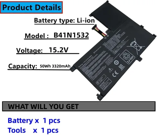 Vista 3 de Batería para portátil B41N1532 compatible con Asus Zenbook Flip UX560 UX560UA UX560UA-1B Q504U Q504UA Q504UAK Q504UA-BBI5T12 Q504UA-BHI5T13