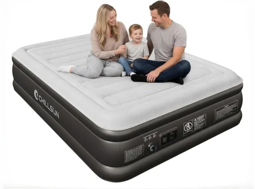 Vista 9 de CHILLSUN Colchón de aire doble con bomba incorporada, cama inflable