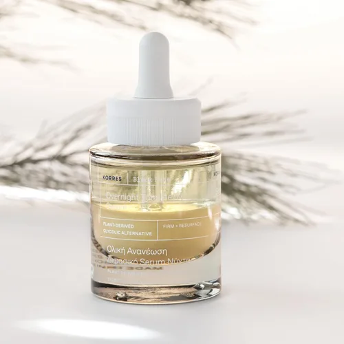 Vista 2 de KORRES Black Pine - Suero de noche para rostro, piel madura con alternativa de ácido glicólico derivado de plantas, tratamiento bifásico
