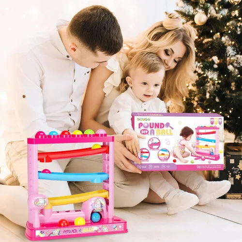 Vista 5 de OCHIDO Juguetes Montessori para niños de más de 3 años, juguetes de bola Pound A incluyen 2 martillos y 12 bolas, regalos para niñas a partir de 3