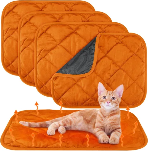 Vista 14 de Paquete de 4 Almohadillas Autocalentables para Gatos, Alfombrilla Autocalentable para Perros que Refleja el Calor Corporal, Almohadilla Térmica Negro