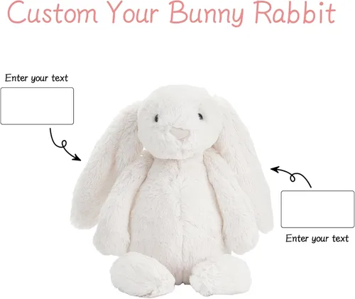 Vista 8 de Dyoart Conejo de Pascua Personalizado, Conejo Bordado con Nombre Personalizado, Conejo Esponjoso con Orejas Largas, Juguetes de Conejo de Peluche