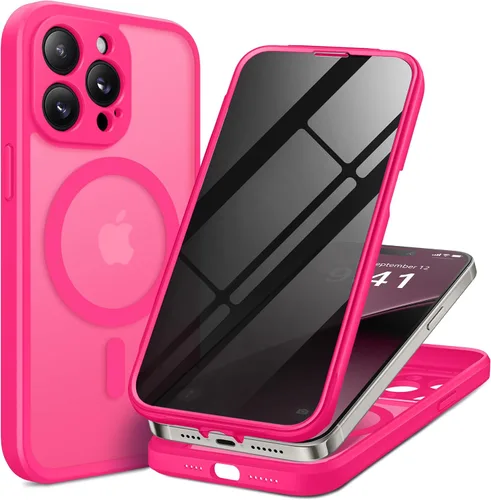 Vista 79 de BERFY Funda para iPhone 17 Pro Max, compatible con MagSafe, protector de pantalla de vidrio integrado, protección de cámara, funda de cuerpo
