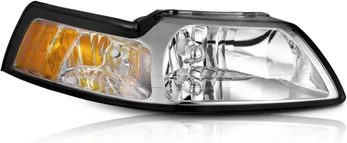 Vista 10 de WEELMOTO - Conjunto de faros delanteros automotrices para Ford Mustang 1999-2004, par de montaje de faros de repuesto con carcasa negra para Mustang