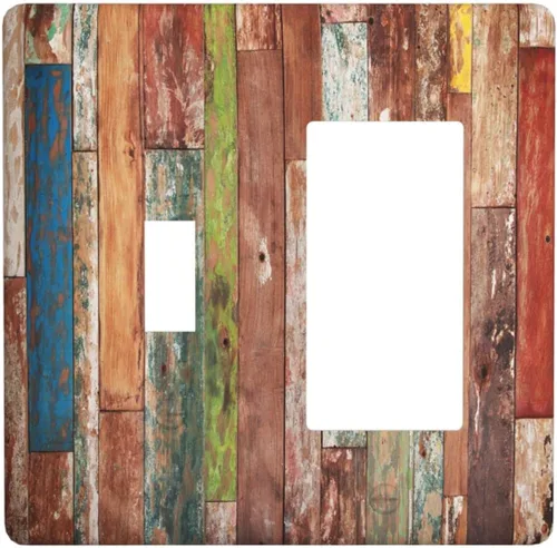 Vista 19 de Cubierta de interruptor de luz de una pandilla de hojas de palma tropicales de estilo bohemio abstracto, árbol de coco, verano, sin dispositivo