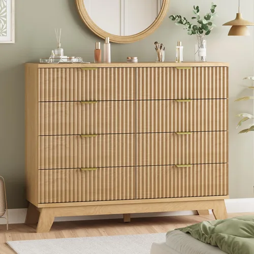 Vista 35 de Cómoda acanalada para dormitorio con 3 cajones, cómoda moderna de 24 pulgadas de ancho con mango de metal, soporte de TV de madera, armario de Negro