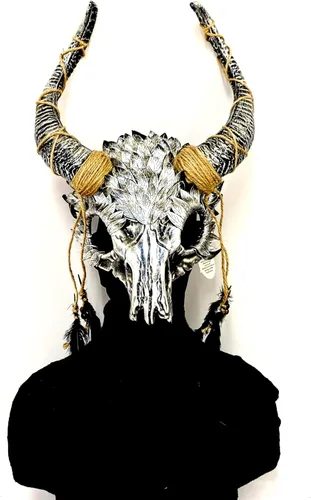 Vista 16 de Carnero - Máscaras de demonio y cuernos de diablo de cabra, máscara de miedo para disfraz de Halloween, terror