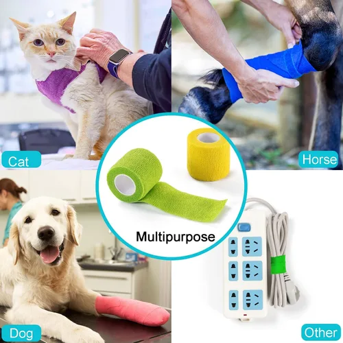 Vista 7 de Paquete de 16 vendajes autoadhesivos de 2 pulgadas x 5 yardas, varios colores, transpirable, autoadherente para deportes, cinta de muñeca y tobillo