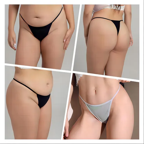 Vista 4 de KVICOSE Shows - Tangas y tangas de encaje seguras y sexys, paquete de 3 calzones de bikini de tiro bajo para mujer, talla M-XL