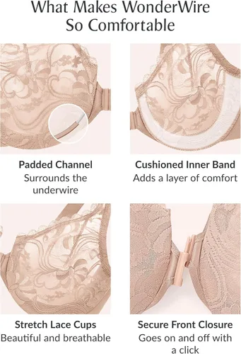 Vista 6 de Glamorise Women's Plus Size Wonderwire Lace Front-Closure Underwire #9245