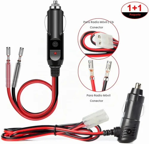 Vista 3 de LUITON Adaptador de corriente de radio Cb de 2 pines, enchufe de alimentación de repuesto fusionado de 12 V con cables, adaptador de corriente