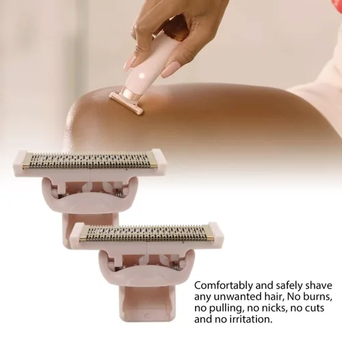 Vista 4 de 2 piezas de repuesto para maquinilla de afeitar Flawless Nu, con herramienta de eliminación de vello corporal chapada en oro rosa con fundas