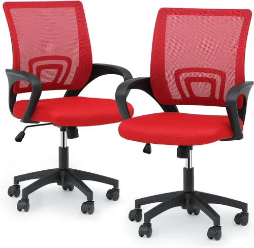 Vista 12 de Magshion Silla de oficina, silla ergonómica de escritorio de malla con respaldo medio, silla de computadora con ruedas con soporte lumbar y cómodos
