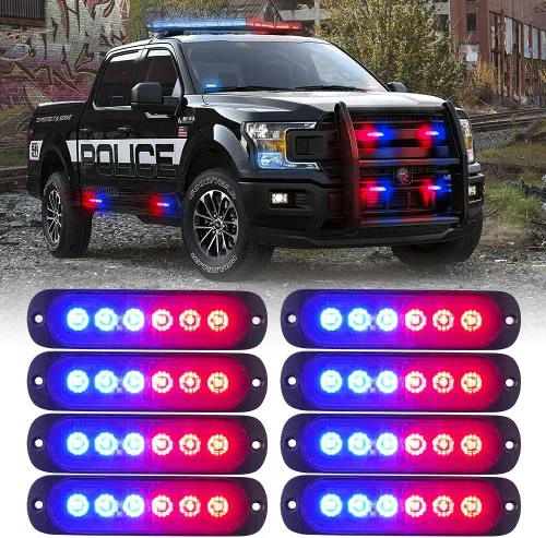 Vista 13 de Xprite 10 luces LED estroboscópicas de emergencia, ámbar de 12 luces LED estroboscópicas intermitentes, función de sincronización, luz de parrilla