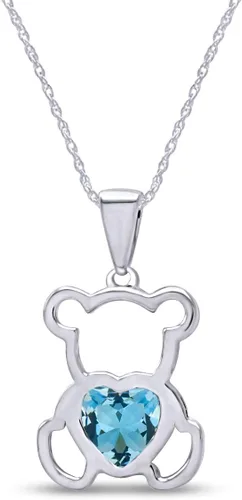Vista 30 de Collar con colgante de oso de peluche con piedra natal para mujer Simulated Alexandrite