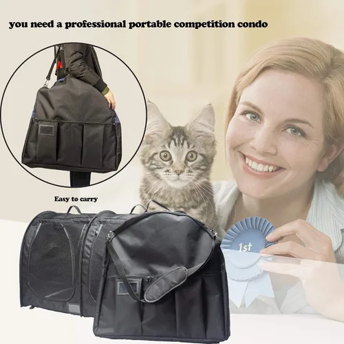 Vista 7 de Mispace - Jaula portátil de doble compartimiento para exposición, para gatos, cómoda jaula de viaje para perros con bolsa de transporte, 2