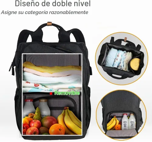 Vista 4 de Pañalera tipo mochila Gris oscuro
