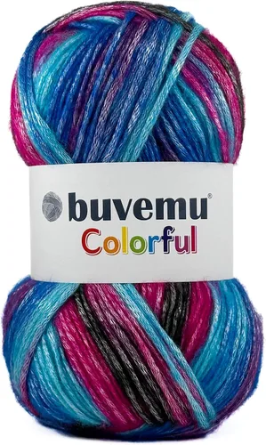 Vista 14 de Colorido hilo multicolor a rayas con sutil brillo, 56% poliéster, 44% acrílico, cada uno de 3.53 onzas / 252 yardas (754.6 ft) (n.º 1) (cebra)