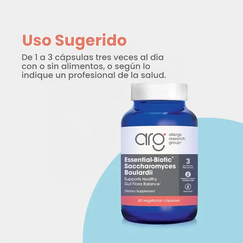Vista 3 de Allergy Research Group - Probióticos Saccharomyces Boulardii para la salud gastrointestinal - Cápsulas de 60 ct