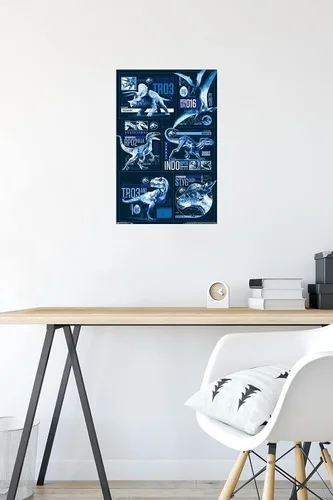 Vista 32 de Trends International Jurassic World: Fallen Kingdom - Póster de pared con cuadrícula, 14.725 x 22.375 pulgadas, versión enmarcada de madera