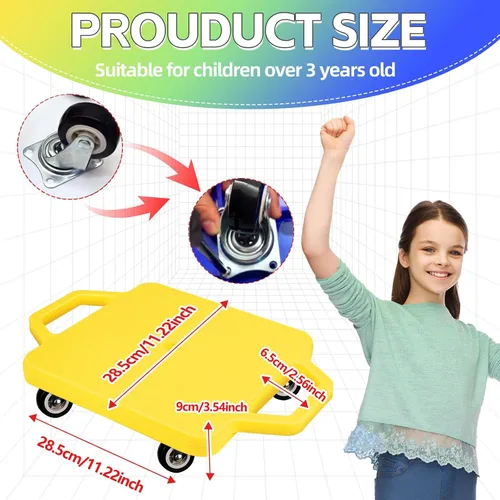 Vista 2 de 4 piezas de patinete deportivo con asas para niños, ruedas de plástico que no dañan el suelo, patineta, patineta, patineta, niño, niña, gimnasio