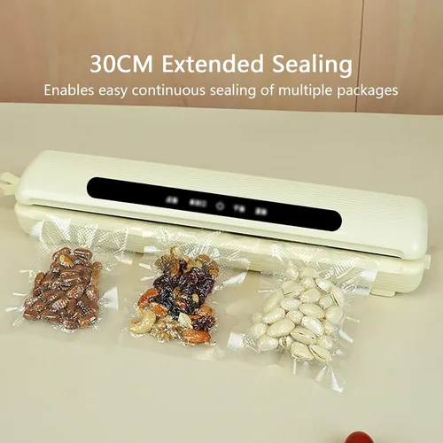 Vista 2 de Sellador al vacío portátil, sellador de alimentos multifunción con pantalla LED, compatible con seco/húmedo/aceite/polvo, sellador al vacío