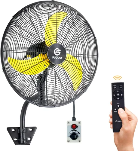 Vista 11 de FUGOO Ventilador de pared oscilante de 30 pulgadas con control remoto, motor BLDC, amplio rango de flujo de aire de 3200 CFM a 8800 CFM, ventilador