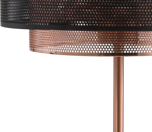 Vista 6 de JONATHAN Y Lámpara de mesa de cobre y metal negro de 19.7 pulgadas, moderna lámpara de escritorio industrial de doble malla para dormitorio, sala